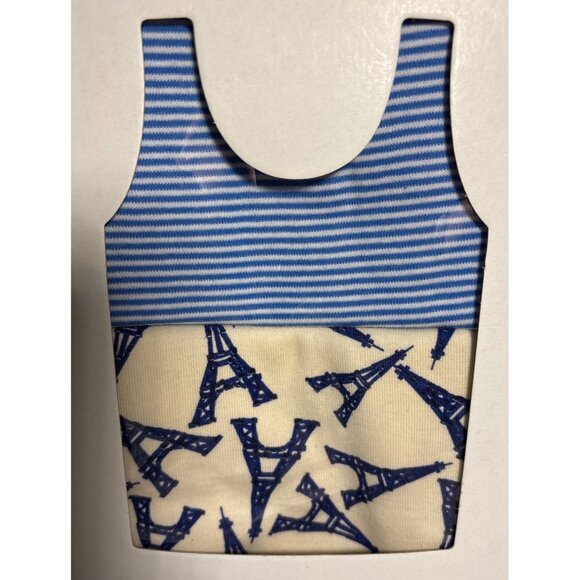Petit Bateau Organic Cotton Tank Tops Boy Size 8 Yrs Blue Striped & Eiffel Tower - Picture 2 of 7